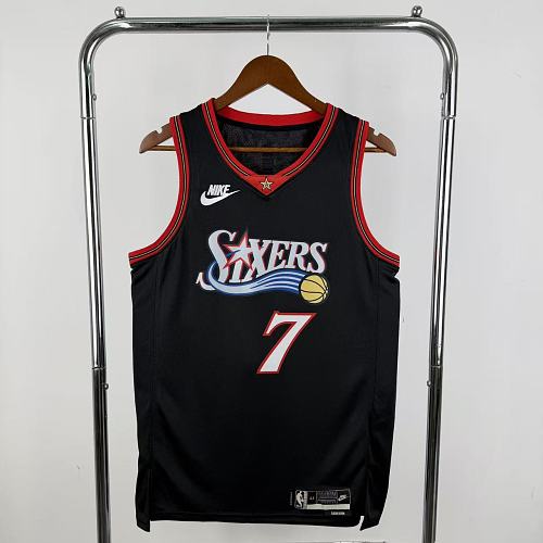 Philadelphia 76ers 25/26 Retrô #7 Jaylen Brown Camisa Preta