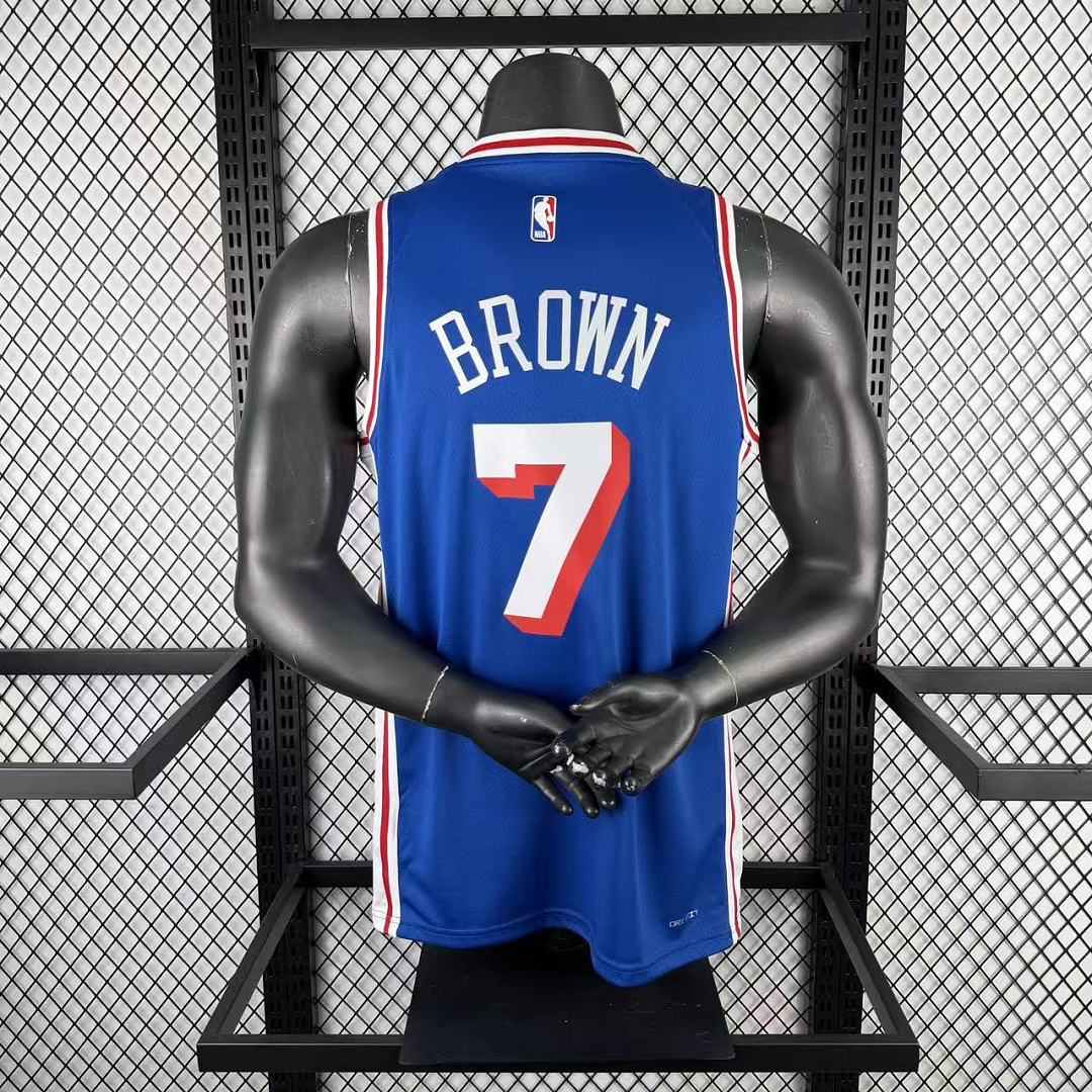 Philadelphia 76ers Visitante #7 Jaylen Brown Camisa Azul, foto 2