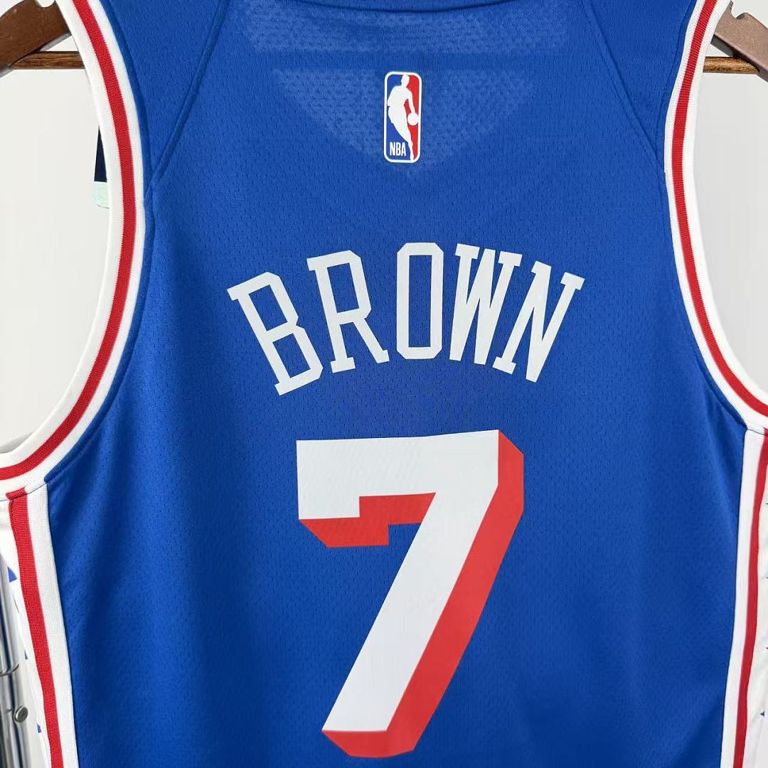 Philadelphia 76ers Visitante #7 Jaylen Brown Camisa Azul, foto 4